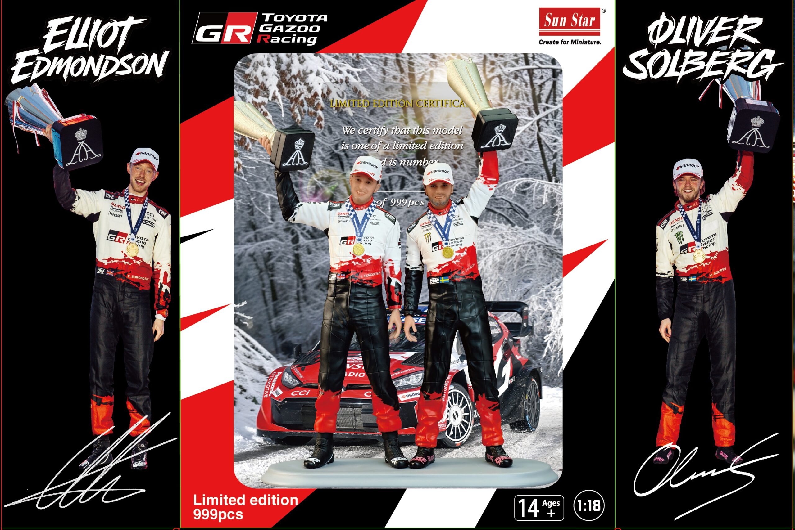 #0007FF - Toyota GR Yaris Rally1 - 1st 2026 Monte Carlo Rally - #99 Oliver Solberg figure and Edmondson Elliott figure